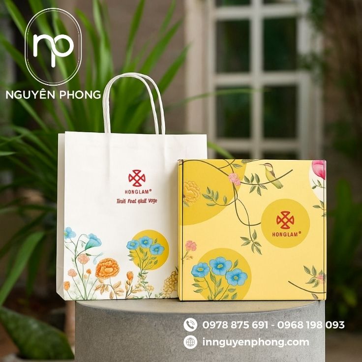 Mẫu túi giấy đựng ô mai kèm hộp 